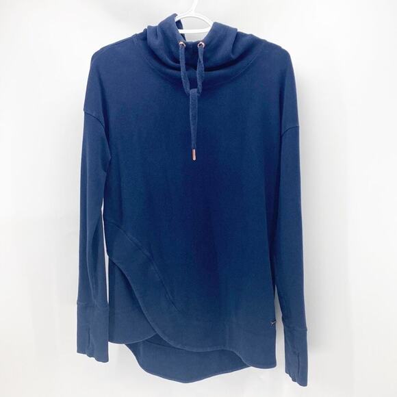 Sweaty Betty Navy Blue Escape Luxe Italian Fleece Hoodie Hoody longline cozy S - Picture 2 of 12
